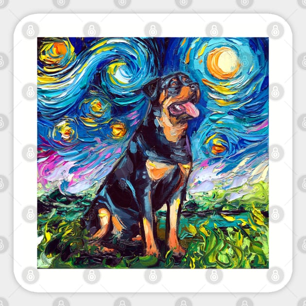 Rottweiler Night 2 Sticker by sagittariusgallery